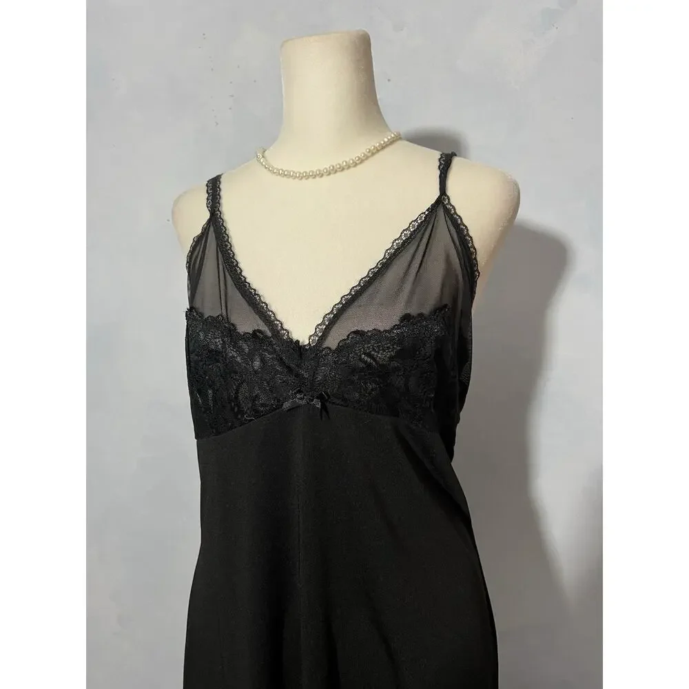 Marilyn Monroe Intimates Lingerie Black Slip Gown Sz Large